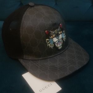GUCCI TIGER BASEBALL CAP "GG CANVAS SUPR" HAT M